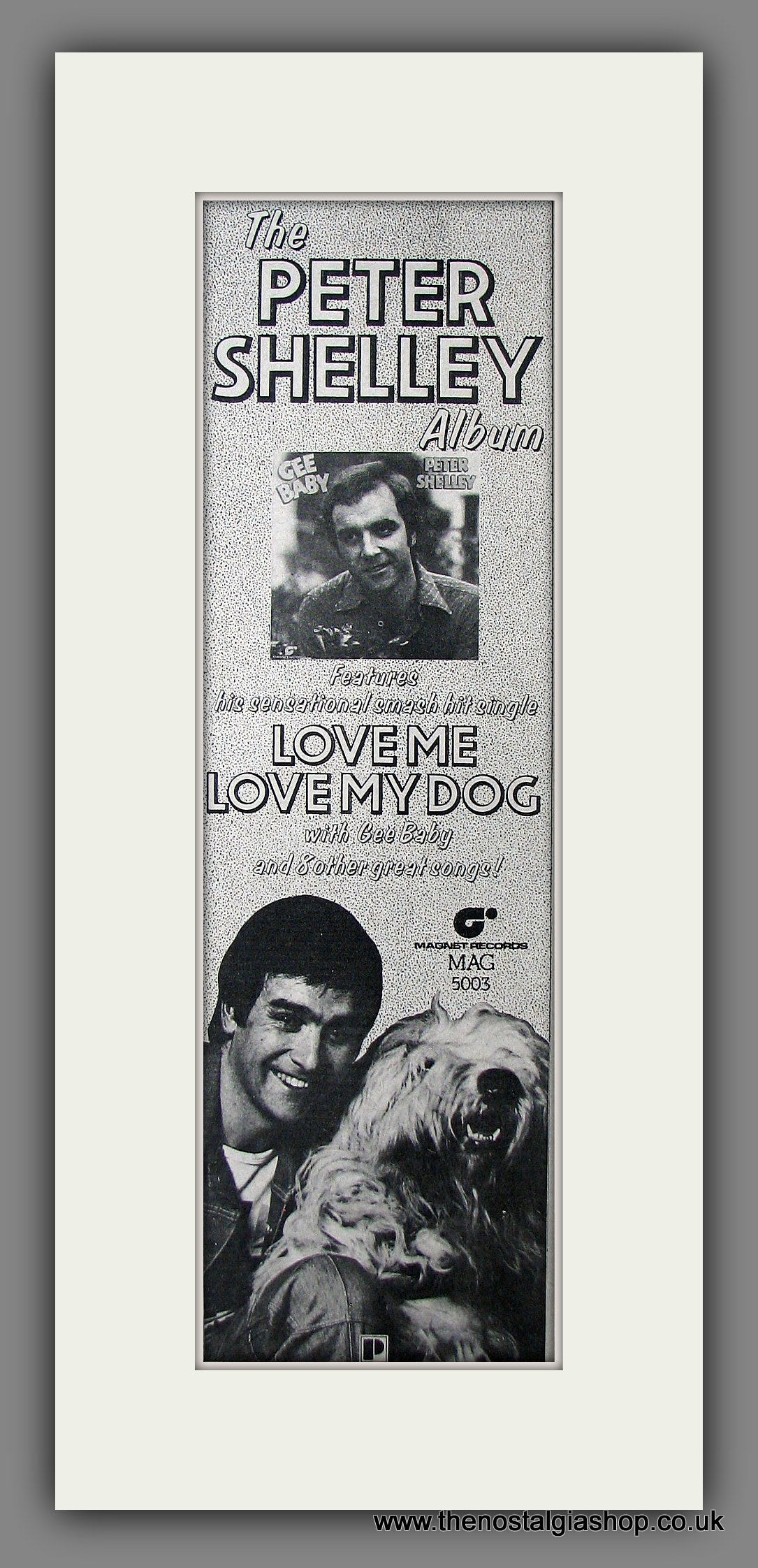Peter Shelley. Love Me, Love My Dog. Original Advert 1975 (ref AD200110)