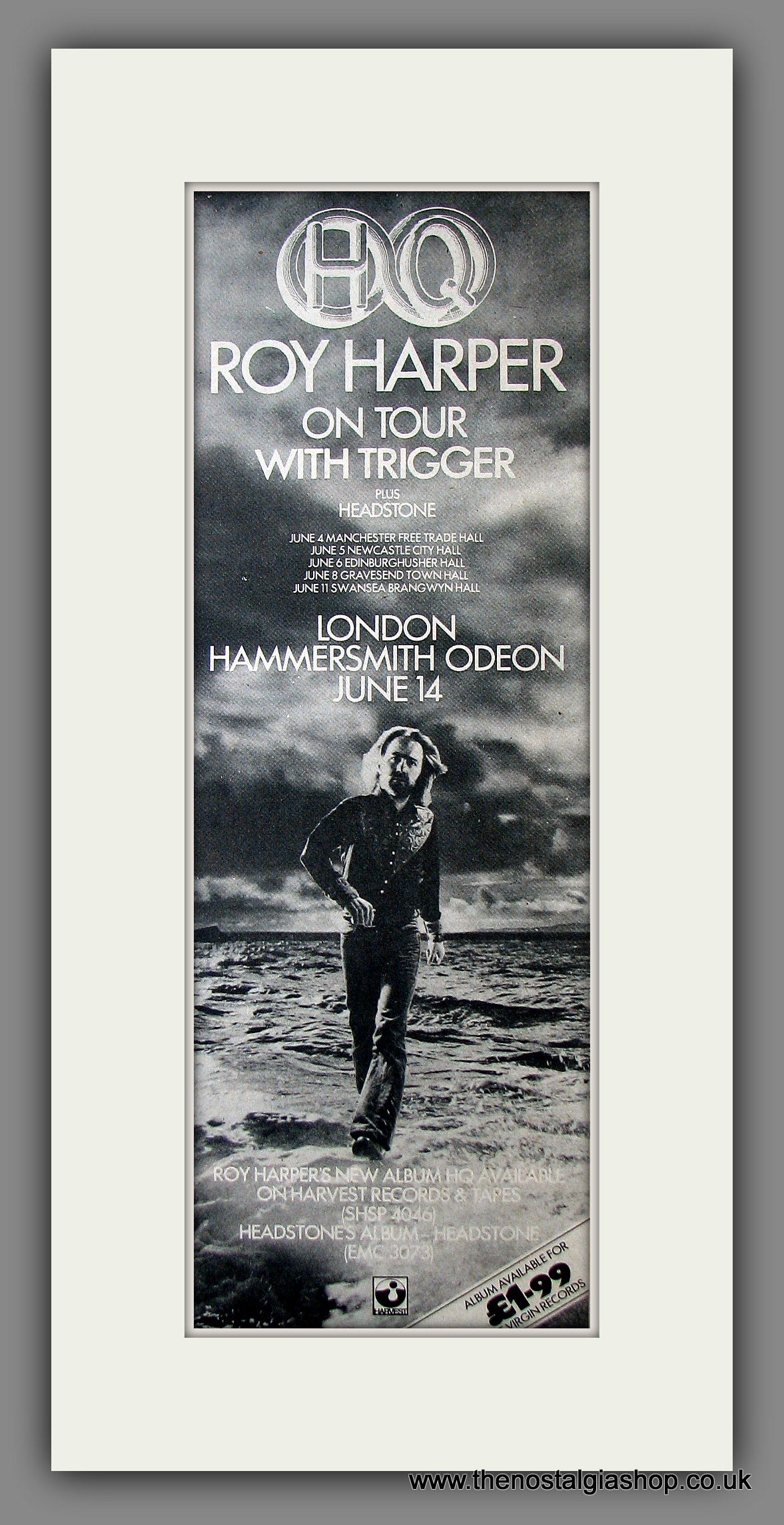 Roy Harper. On Tour with Trigger. Original Advert 1975 (ref AD200126)