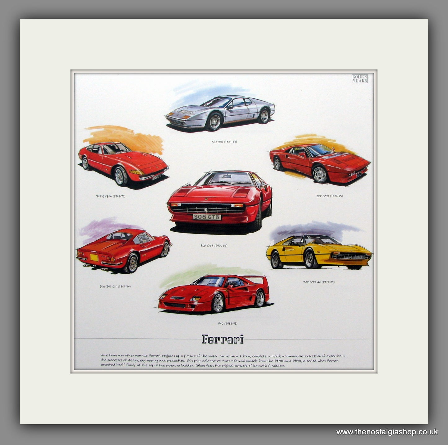 Ferrari. Classics of the 70`s & 80`s Mounted print