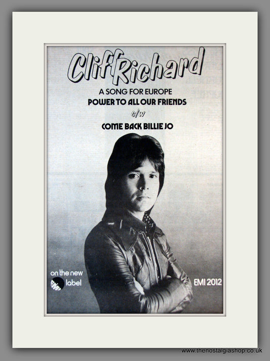Cliff Richard. A Song for Europe. Original Advert 1973 (ref AD11802)