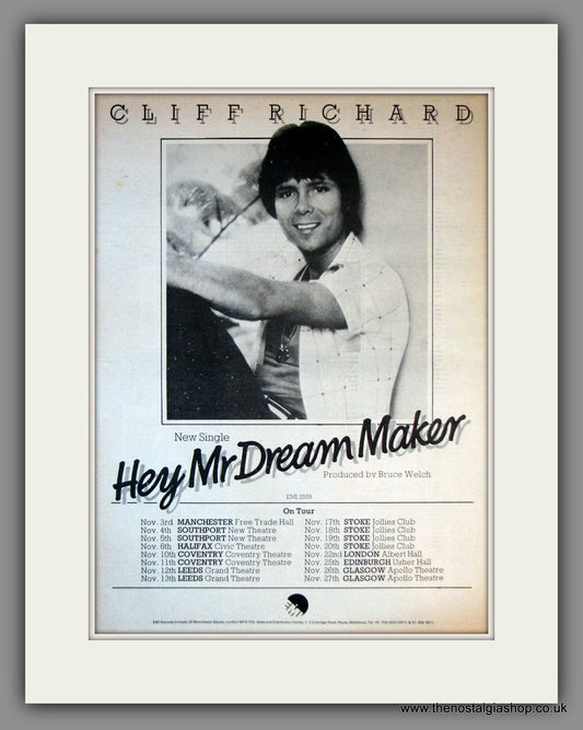 Cliff Richard. Hey Mr. Dream Maker. UK Tour Dates. Original Advert 1976 (ref AD11803)