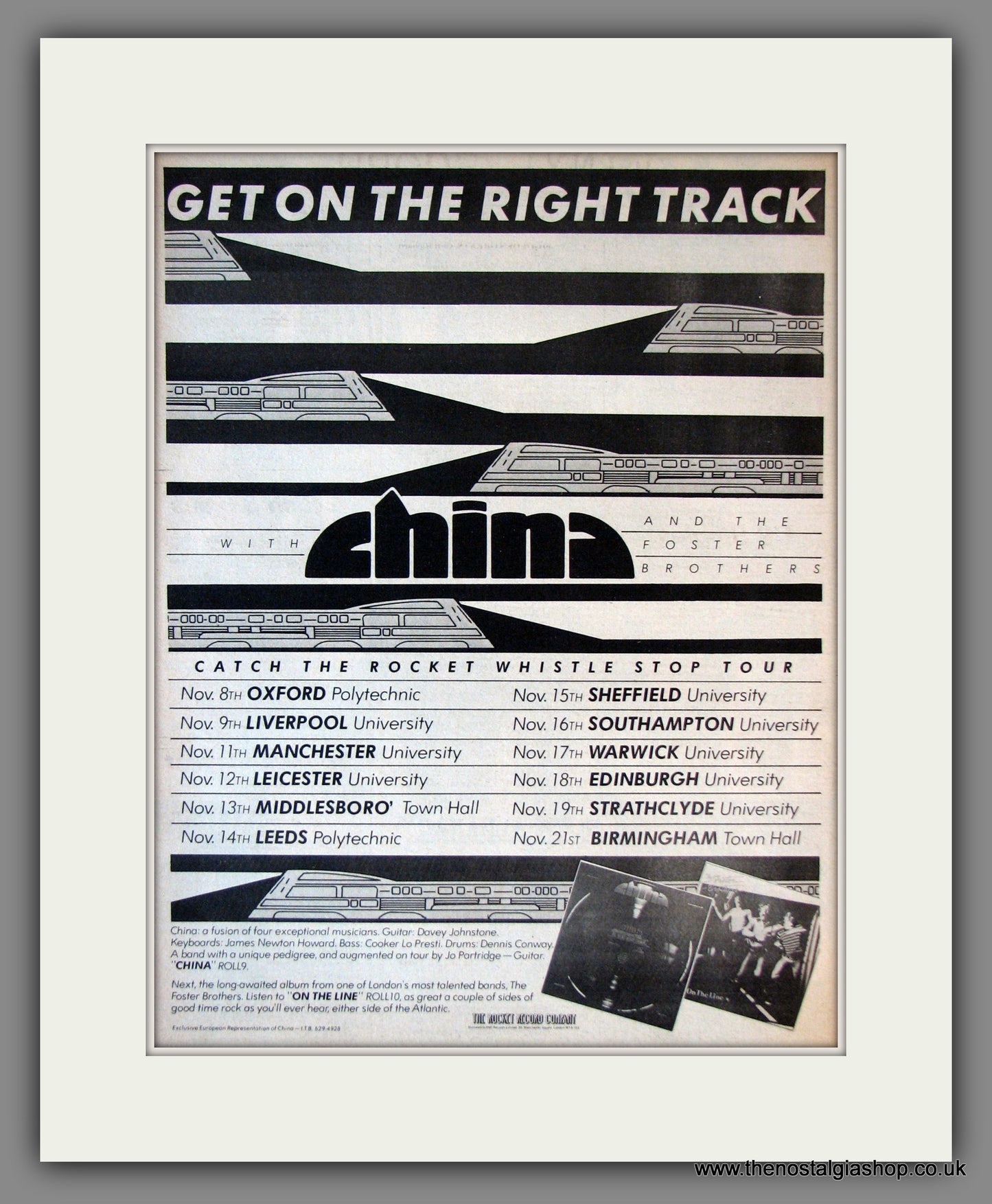 China and the Foster Brothers. UK Tour. Original Advert 1977 (ref AD11828)