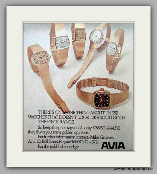 Avia Ladies  Watches.  Original Advert 1976.  (ref AD7283)