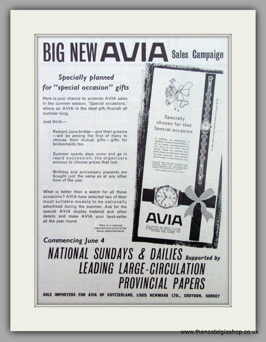 Avia Watches. Original Advert 1961.  (ref AD7299)