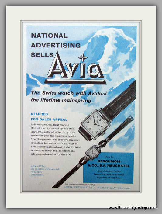 Avia Watches. Original Advert 1955.  (ref AD7318)