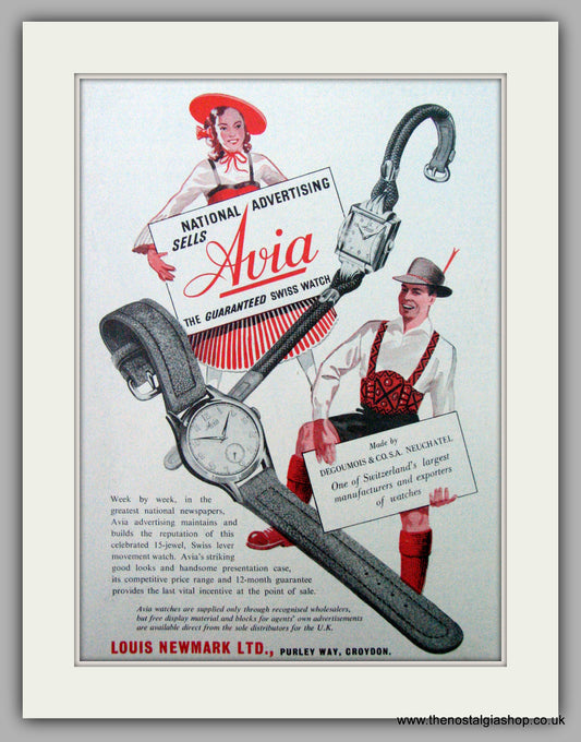 Avia Watches. Original Advert 1952.  (ref AD7320)