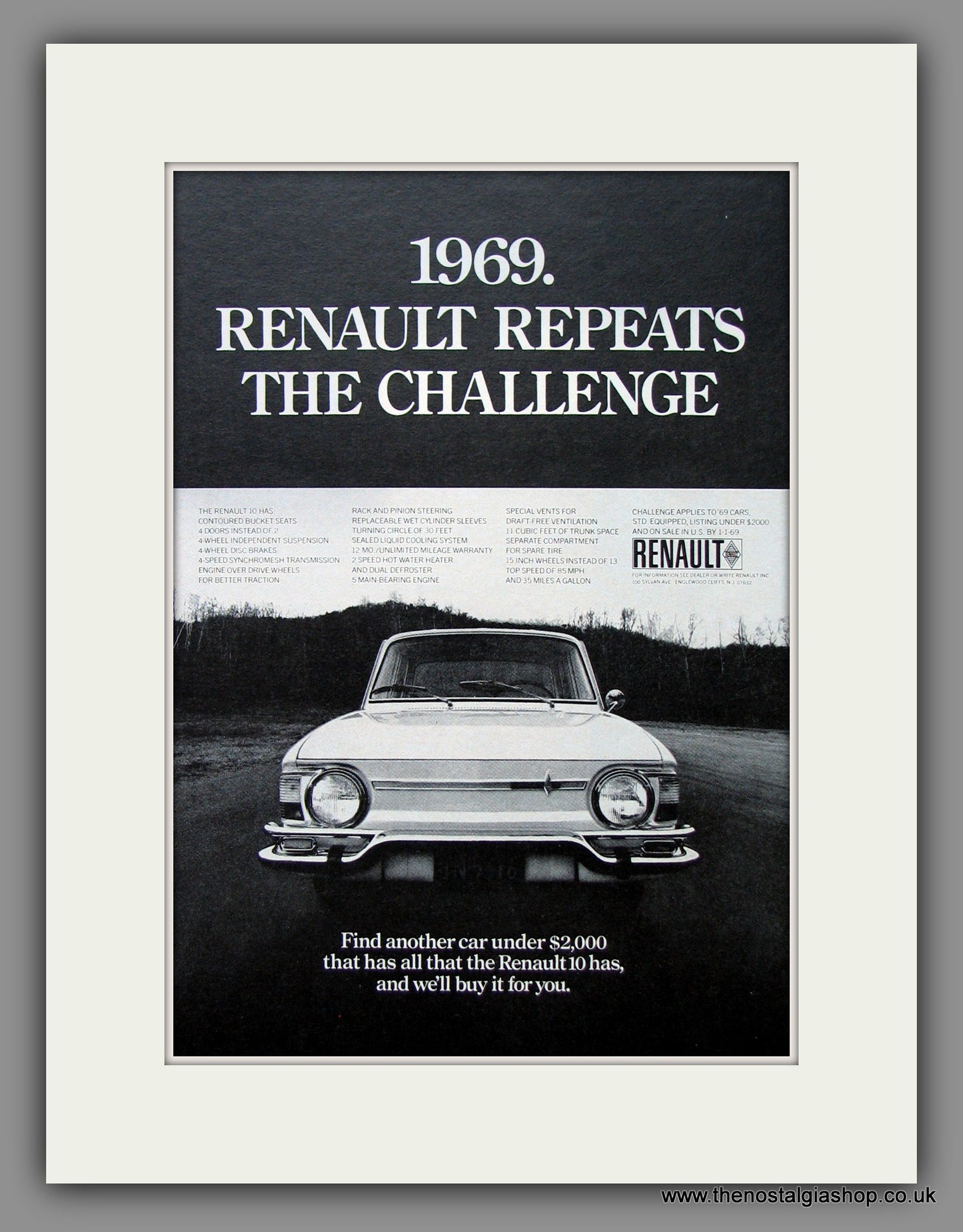 Renault 10. Original American Advert 1969 (ref AD54602)