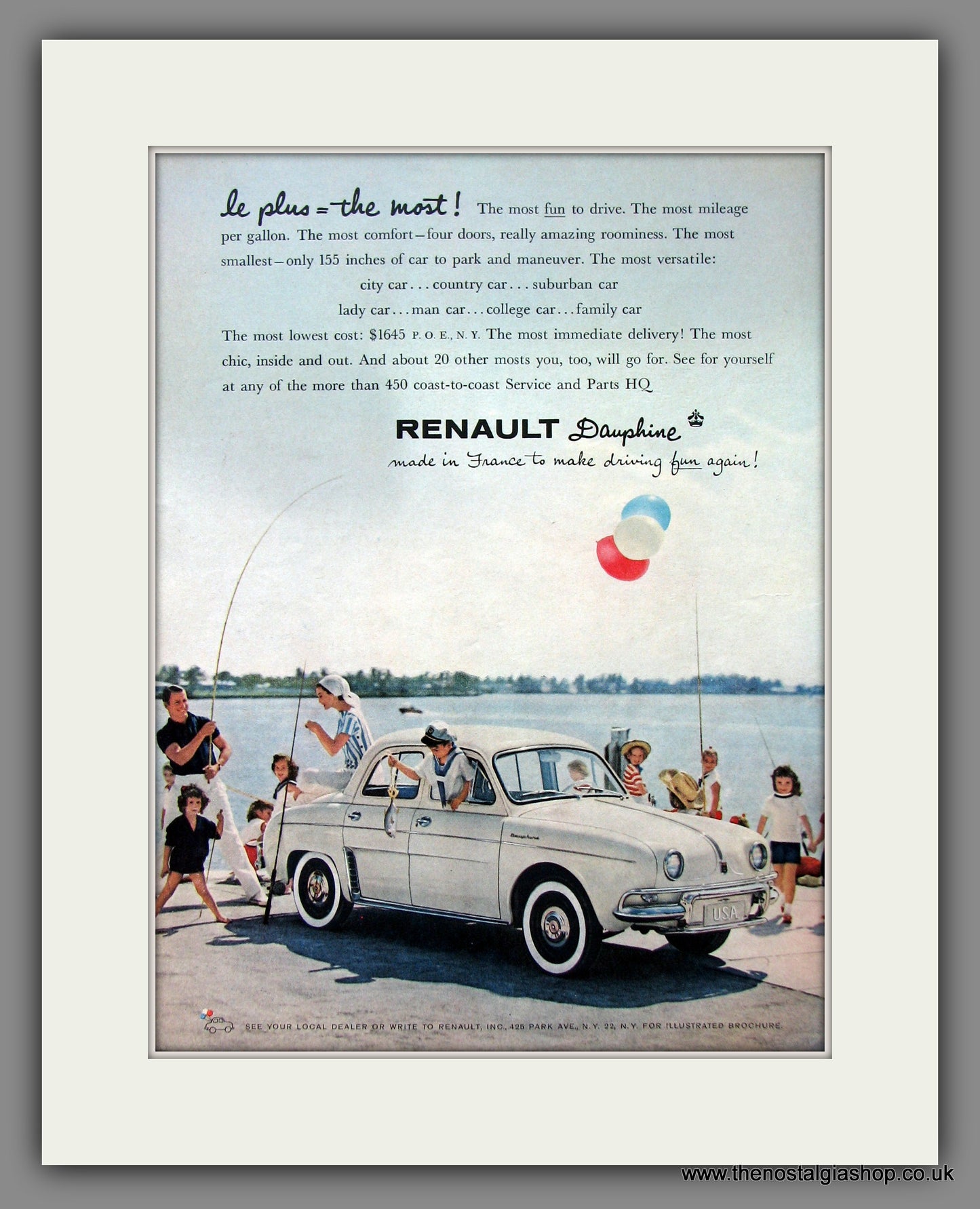 Renault Dauphine. Original American Advert 1958 (ref AD54605)