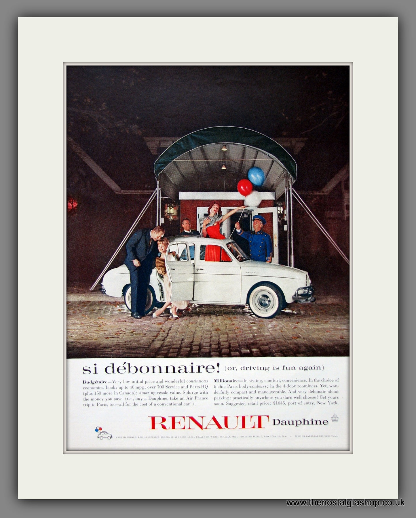Renault Dauphine. Original American Advert 1959 (ref AD54606)