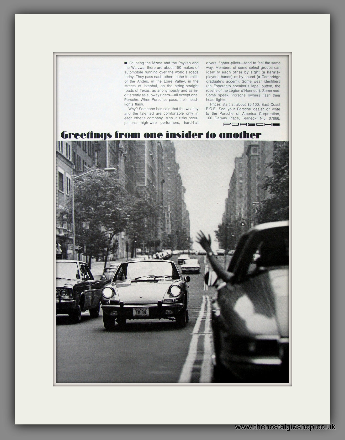 Porsche. Greetings! Original American Advert 1969 (ref AD54615)