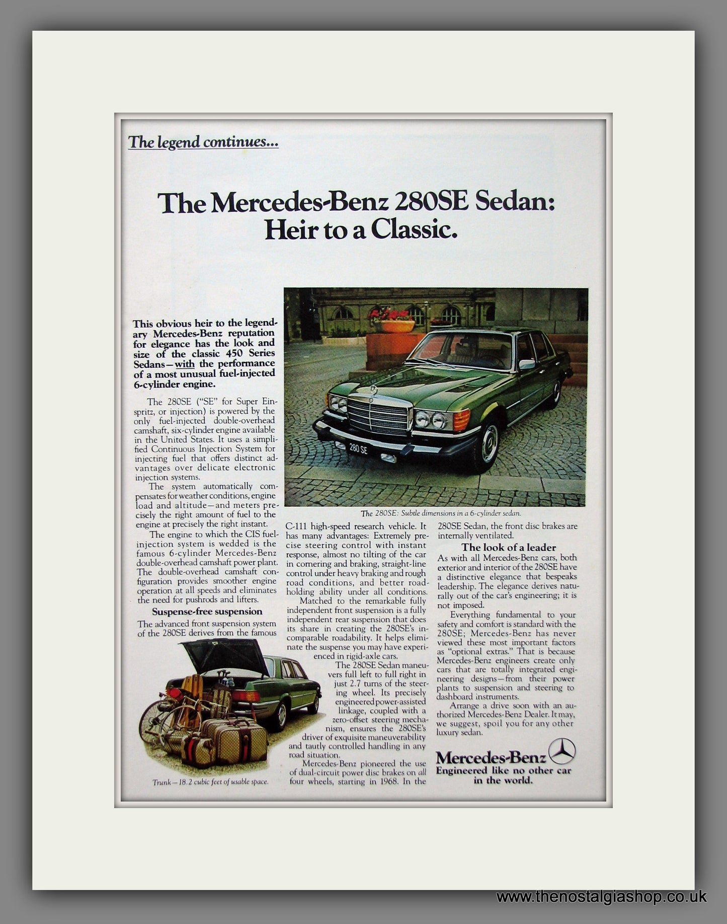 Mercedes Benz 280SE Sedan. Original American Advert 1977 (ref AD54676)