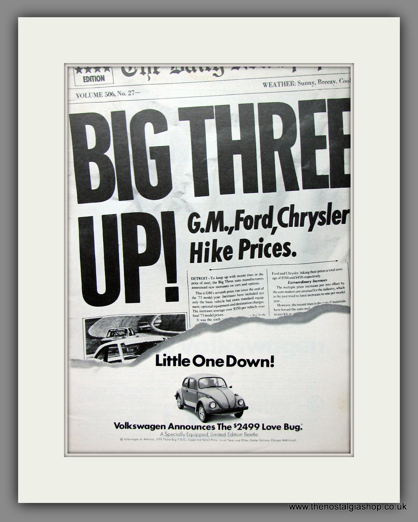 Volkswagen Beetle. Original American Advert 1974 (ref AD54687)