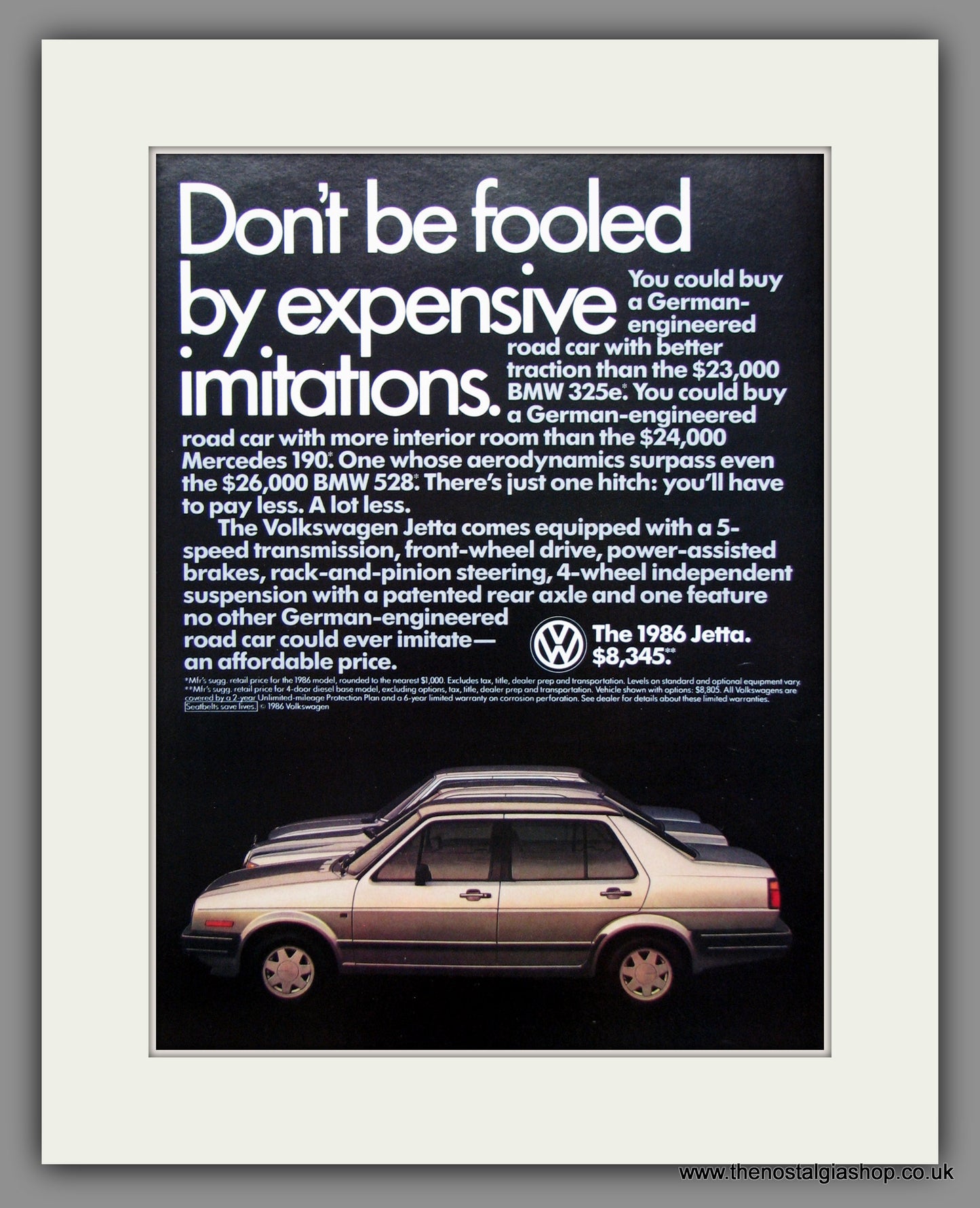 Volkswagen Jetta. Original American Advert 1986 (ref AD54715)