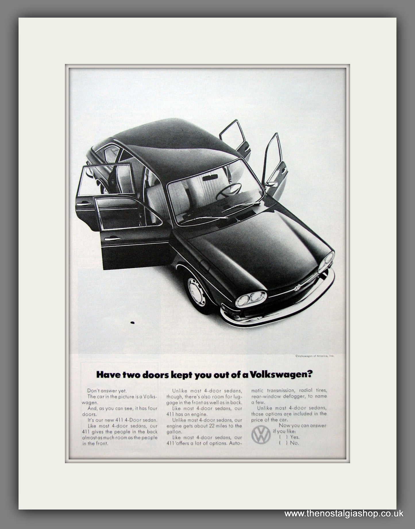 Volkswagen 411 Sedan. Original American Advert 1971 (ref AD54803)