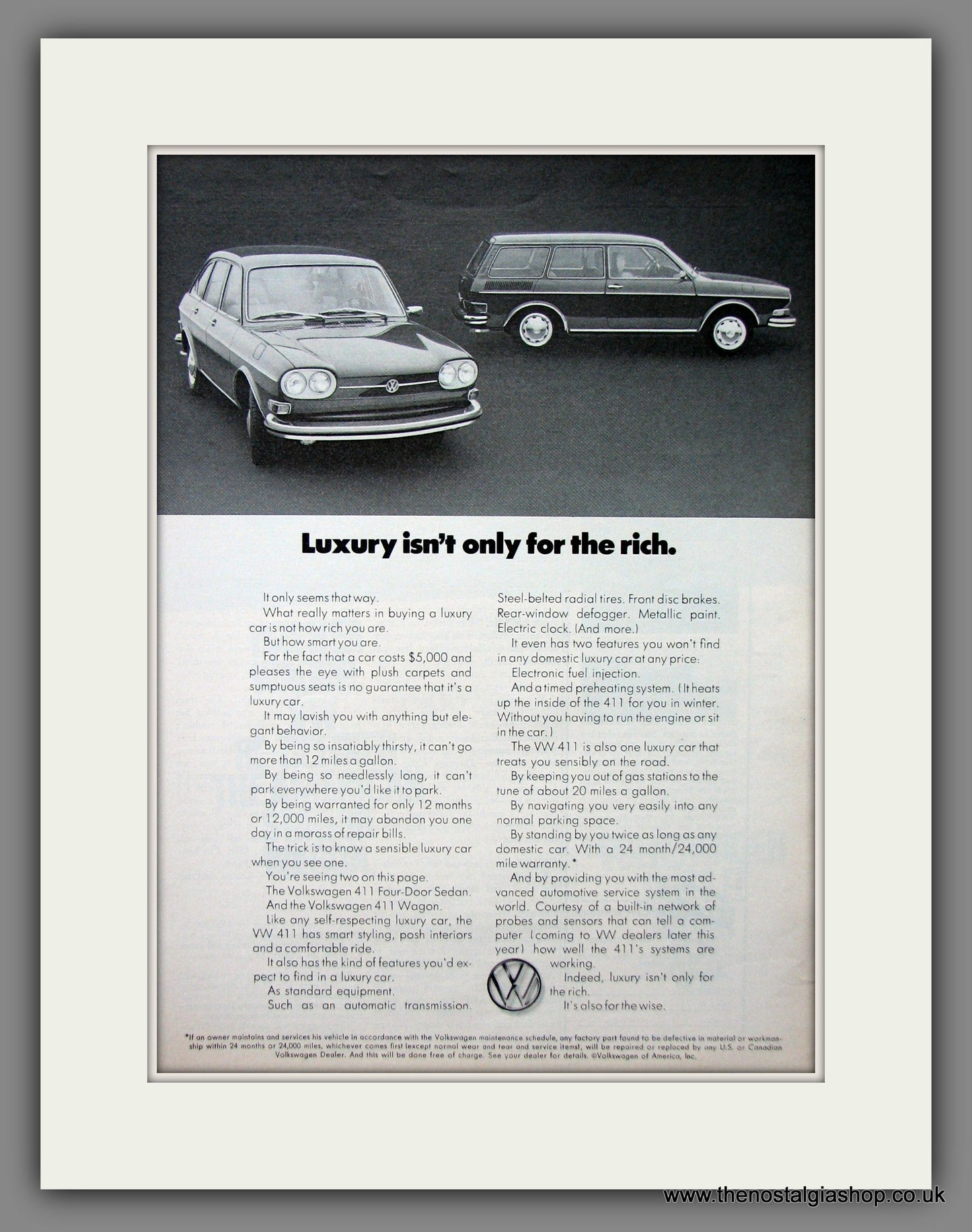 Volkswagen 411 Sedan. Original American Advert 1972 (ref AD54804)