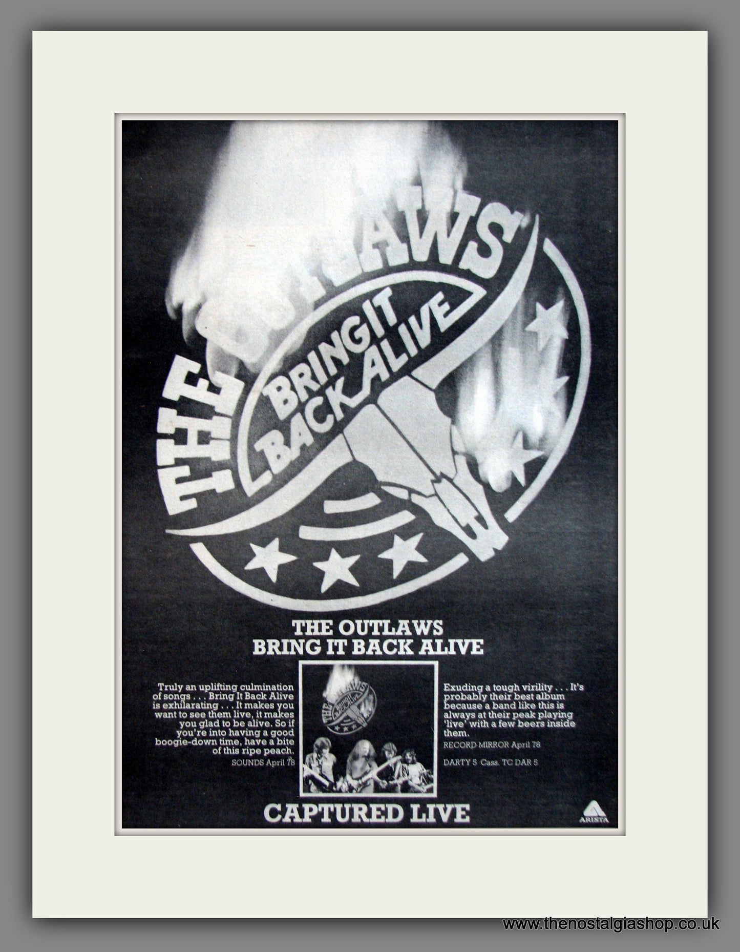 Outlaws (The) Bring It Back Alive. Original Advert 1978 (ref AD11913)