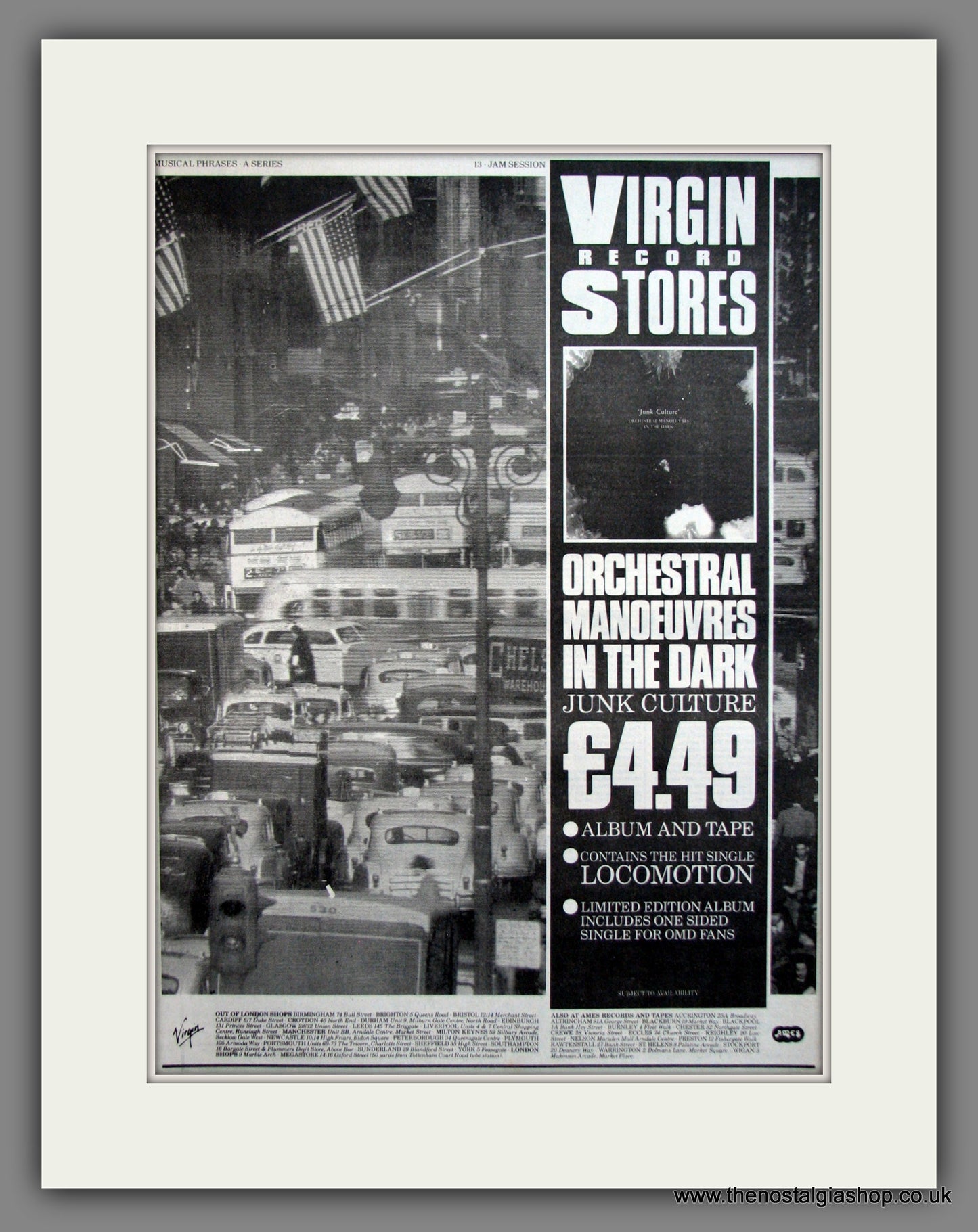 Orchestral Manoeuvres In The Dark. Junk Culture. Original Advert 1984 (ref AD11899)