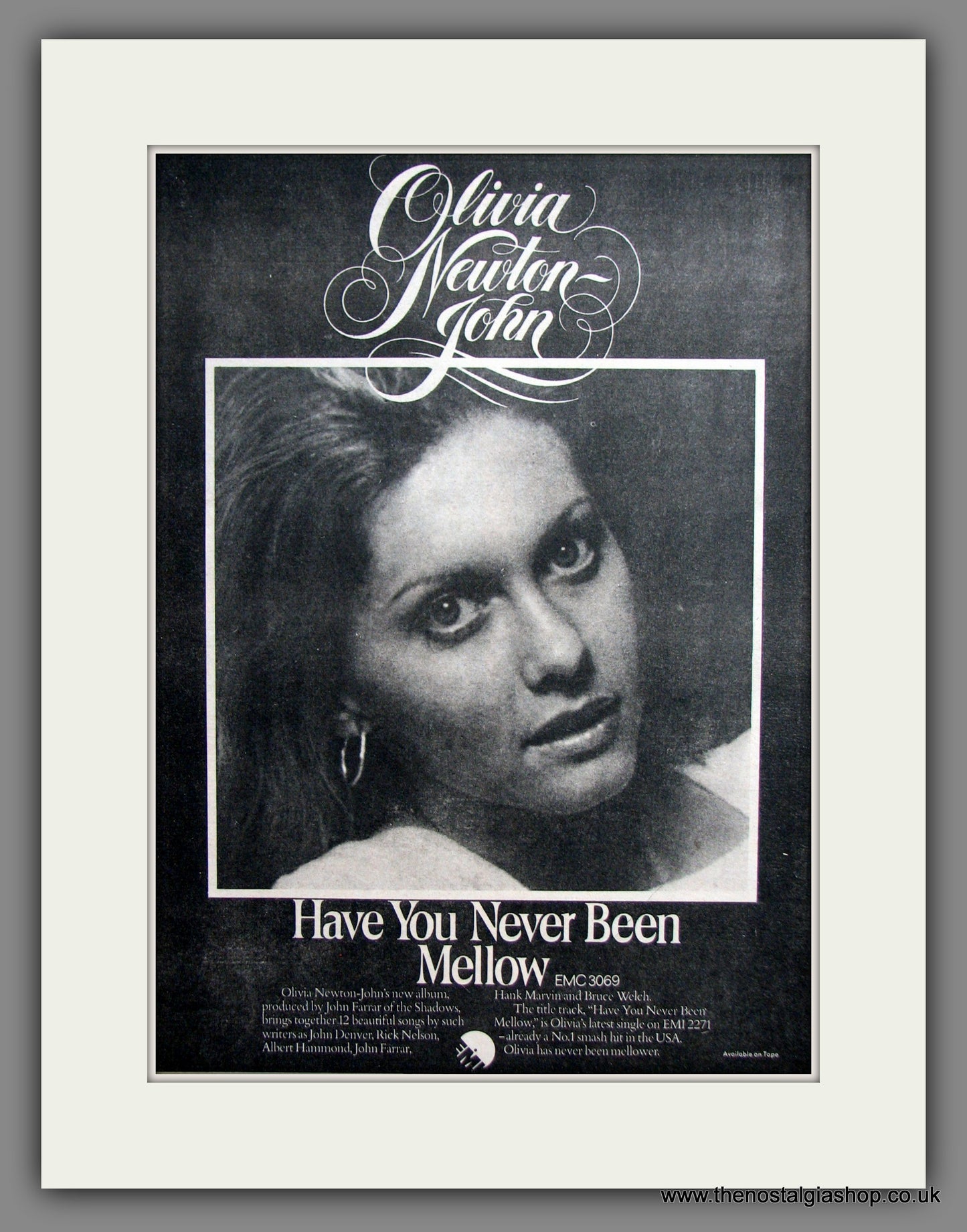 Olivia Newton-John, Have You Never Been Mellow. Original Advert 1975 (ref AD11927)
