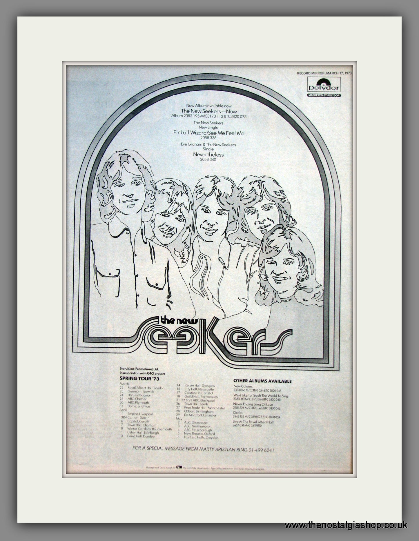 New Seekers. UK Tour '73. Original Advert 1973 (ref AD12071)