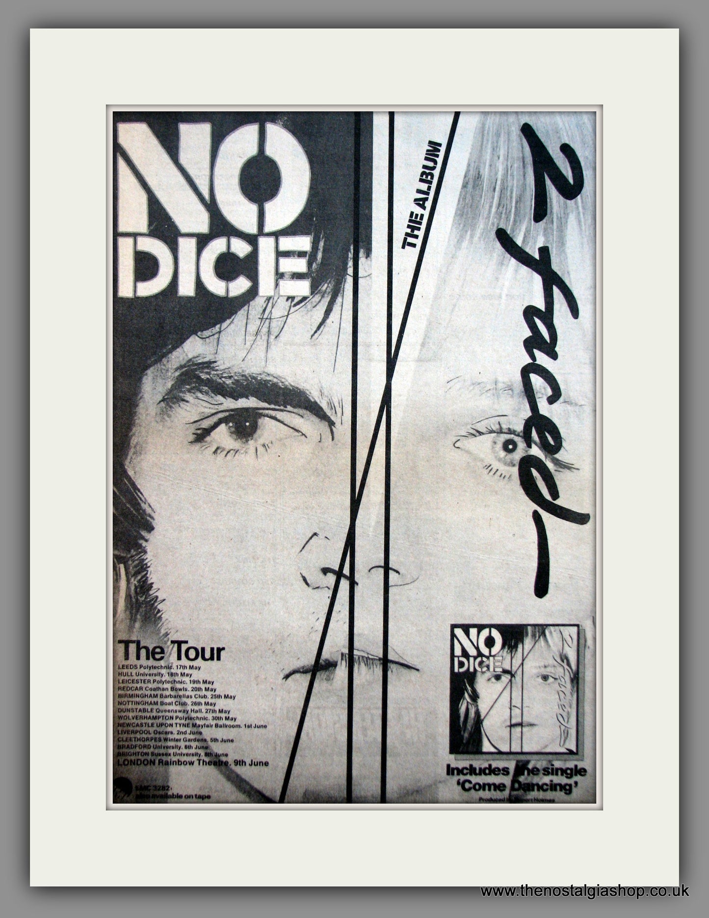 No Dice. UK Tour Dates, 2 Faced, Album. Original Advert 1979 (ref AD12029)