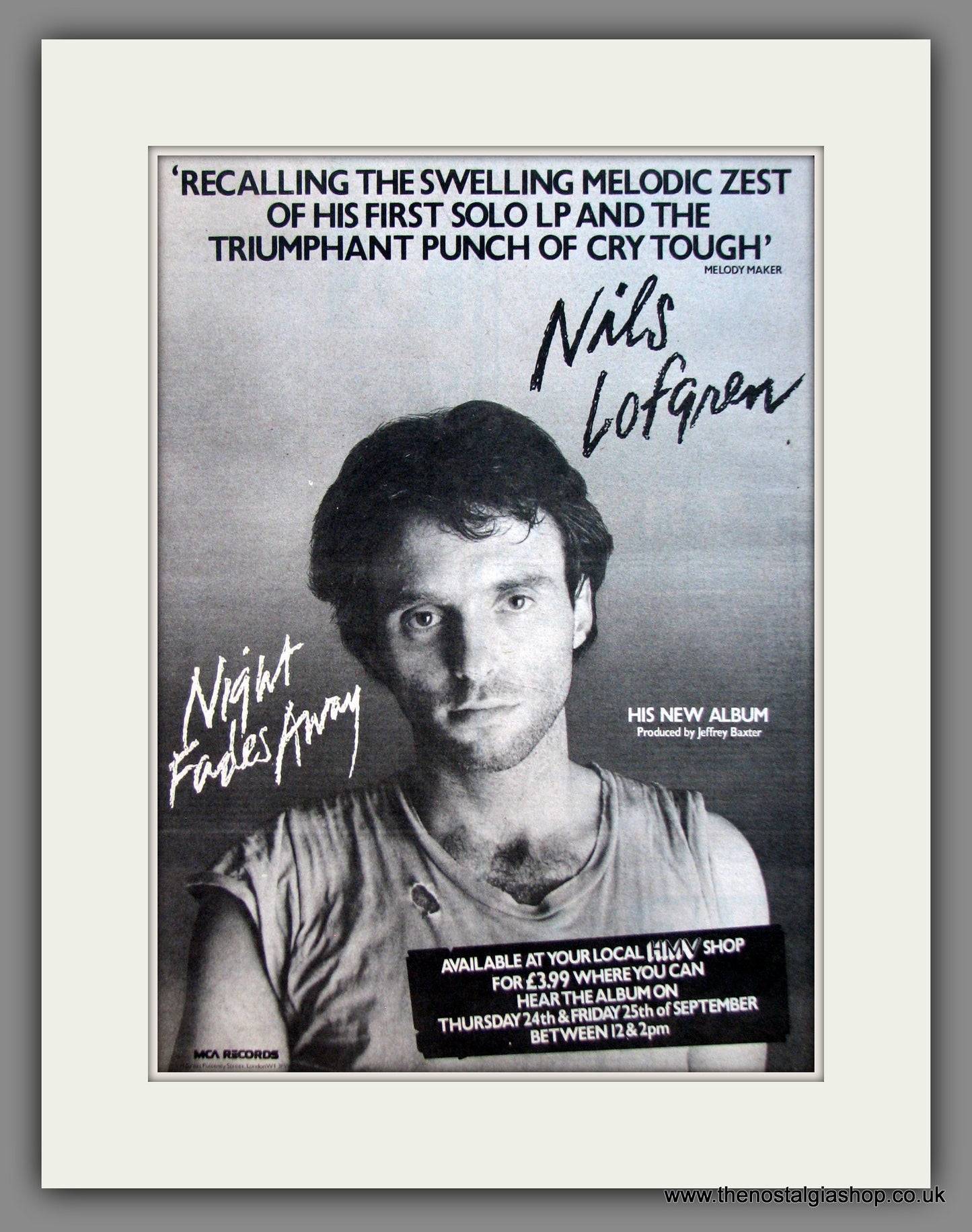 Nils Lofgren. Night Fades Away. Original Advert 1981 (ref AD12099)