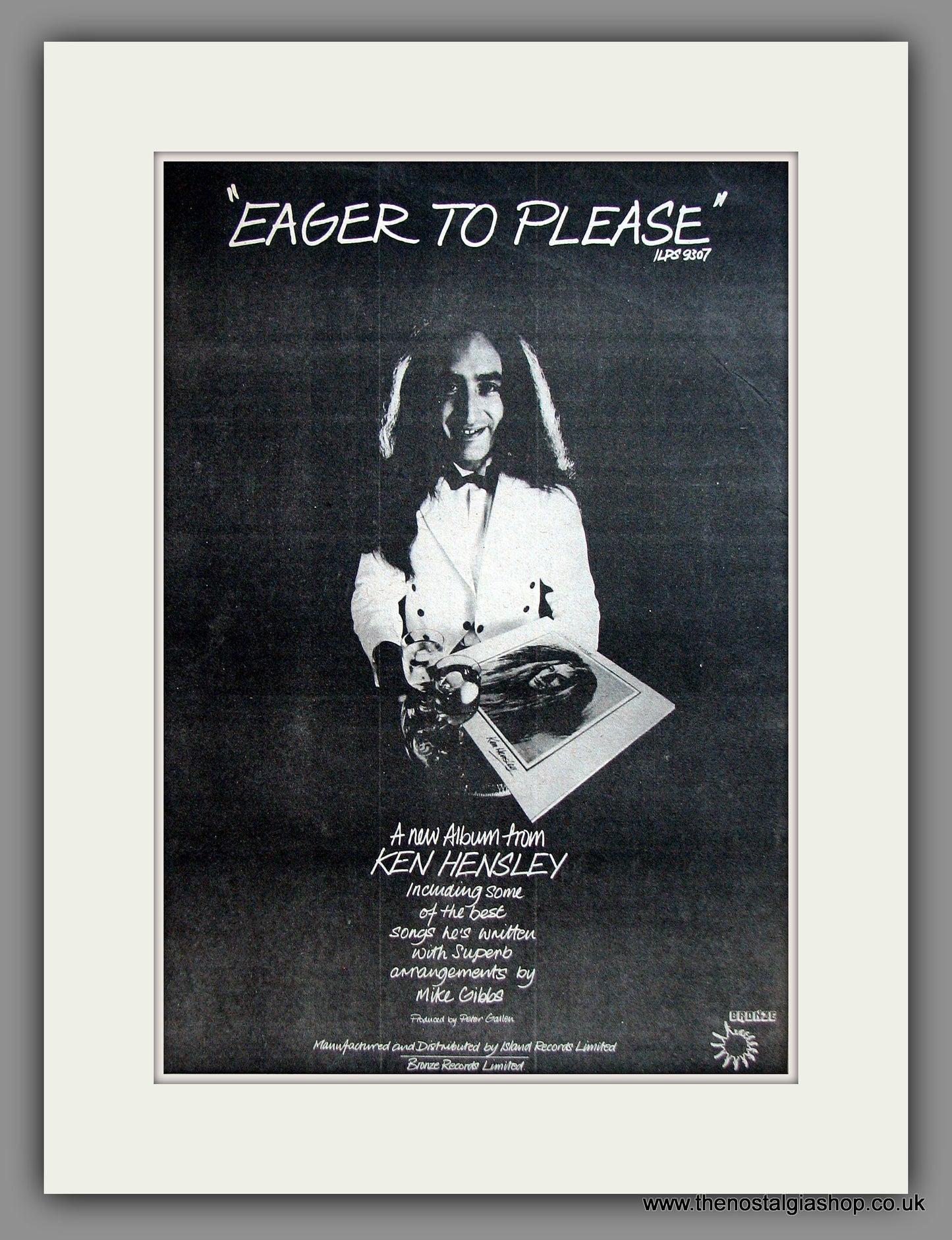 Ken Hensley. Eager To Please. Original Advert 1975 (ref AD11957)