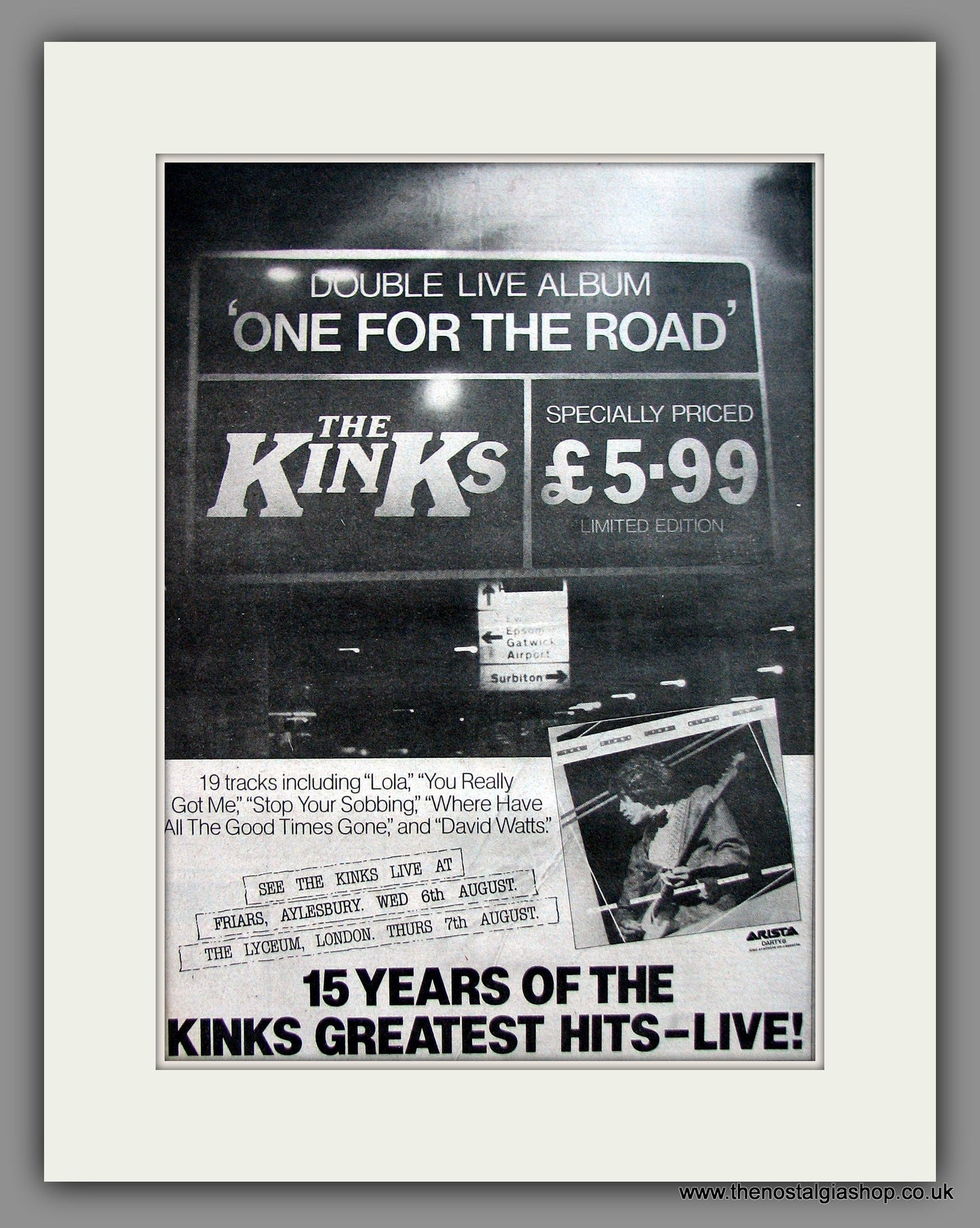 Kinks (The) One For The Road. Original Advert 1980 (ref AD11970)