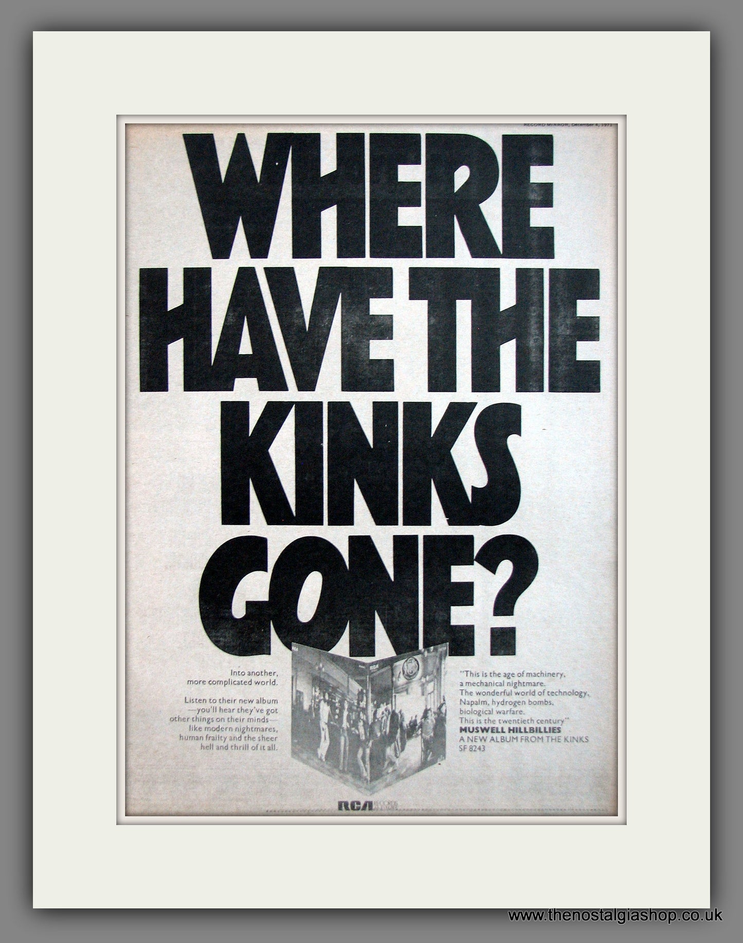 Kinks (The) Muswell Hillbillies. Original Advert 1971 (ref AD11973)