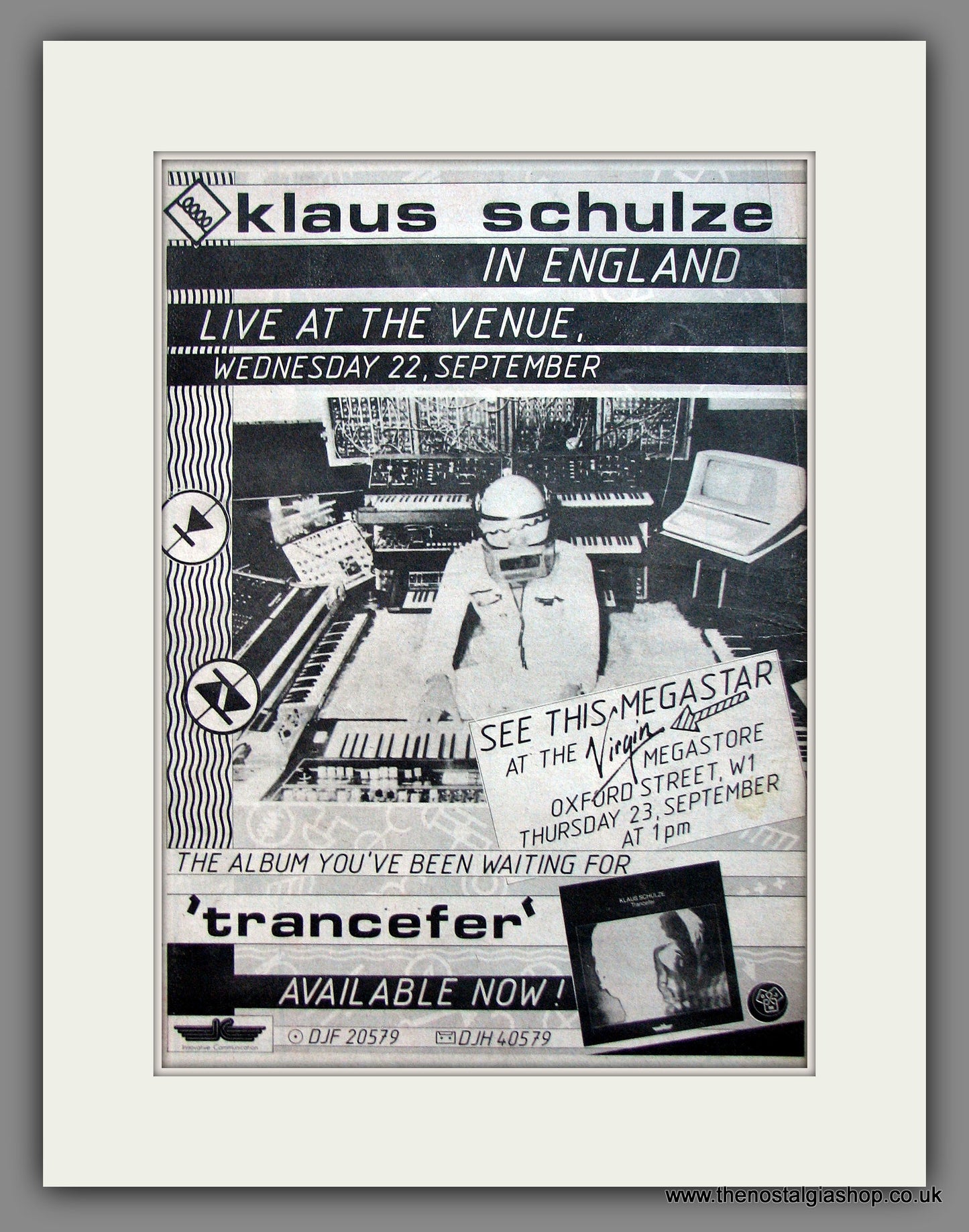 Klaus Schulze. Trancefer. Original Advert 1982 (ref AD11984)