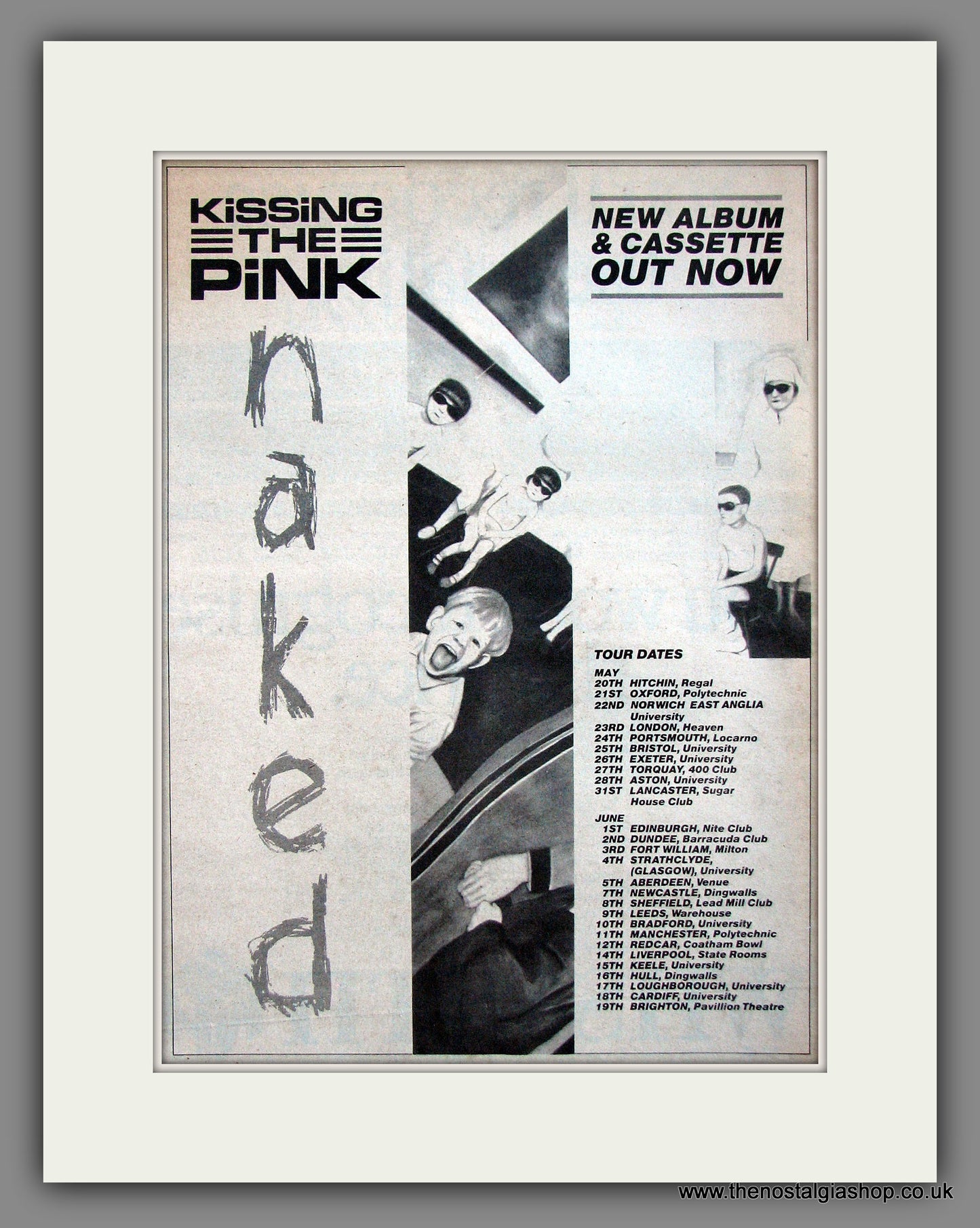 Kissing The Pink, Naked. UK Tour Original Advert 1983 (ref AD11988)