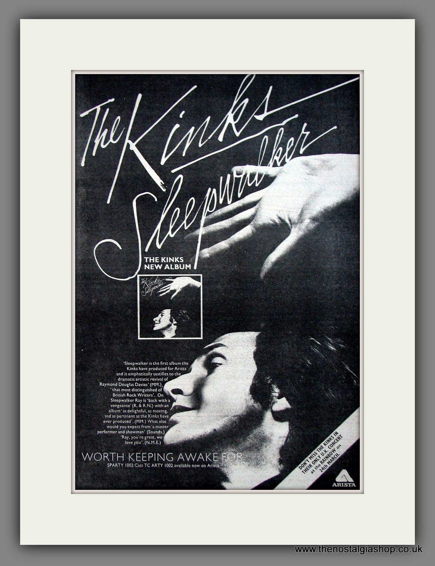 Kinks (The) Sleepwalker. Original Advert 1977 (ref AD11974)