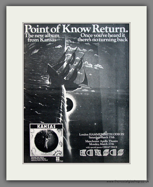 Kansas. Point Of Know Return. Original Advert 1978 (ref AD12013)