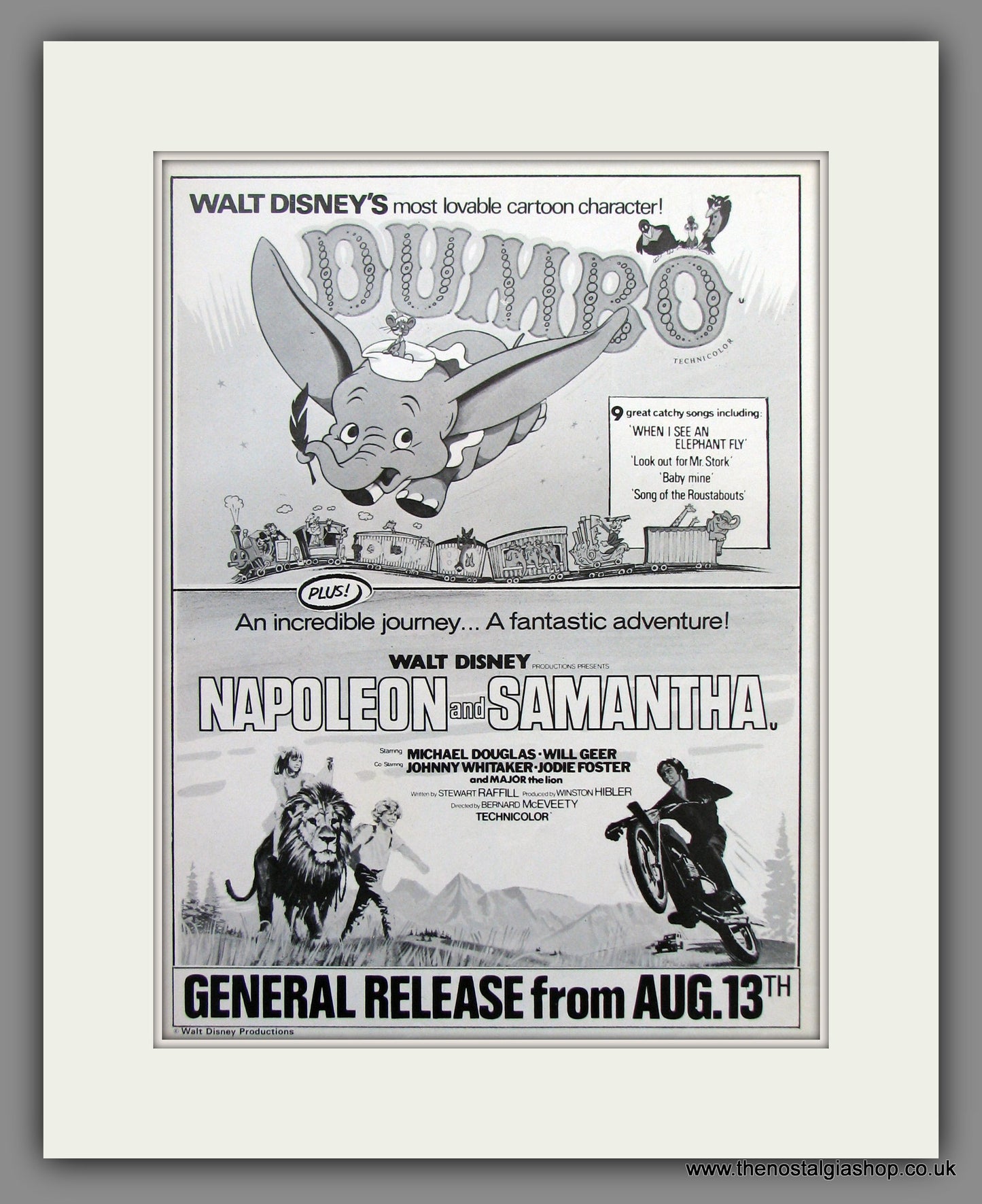 Dumbo & Napoleon And Samantha Walt Disney. 1972 Original Advert (ref AD54868)