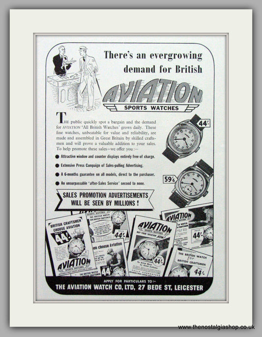 Aviation Watches. Original Advert 1951.  (ref AD7705)