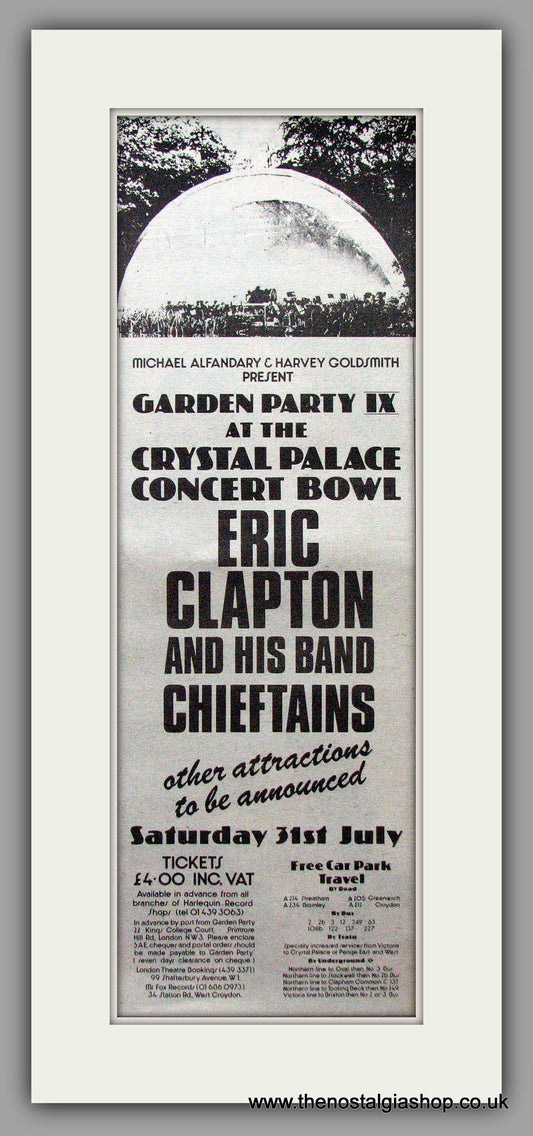 Eric Clapton Concert at Crystal Palace Bowl. Vintage Advert 1976 (ref AD9542)