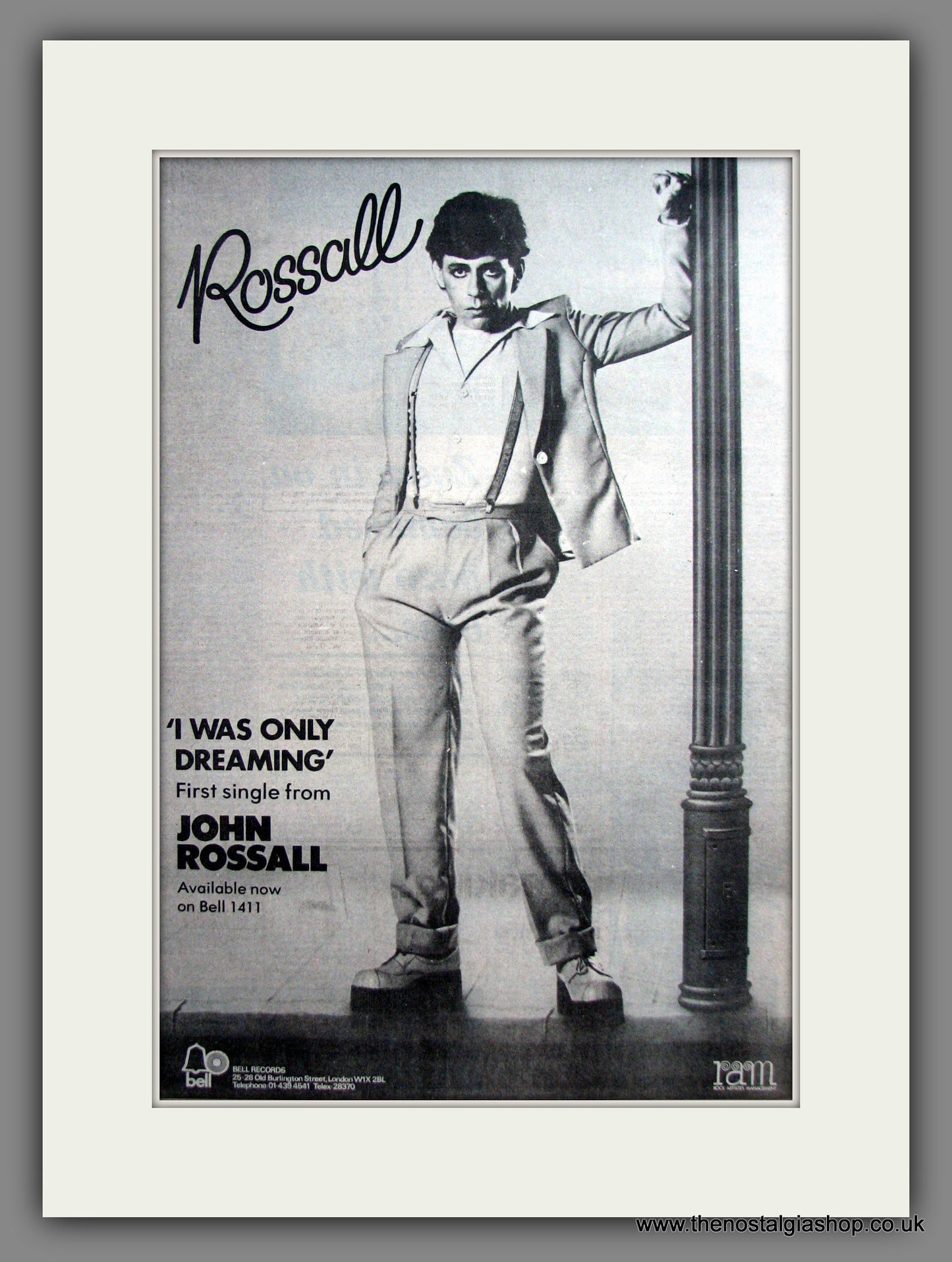 John Rossall. I Was Only Dreaming. Original Advert 1975 (ref AD12283)