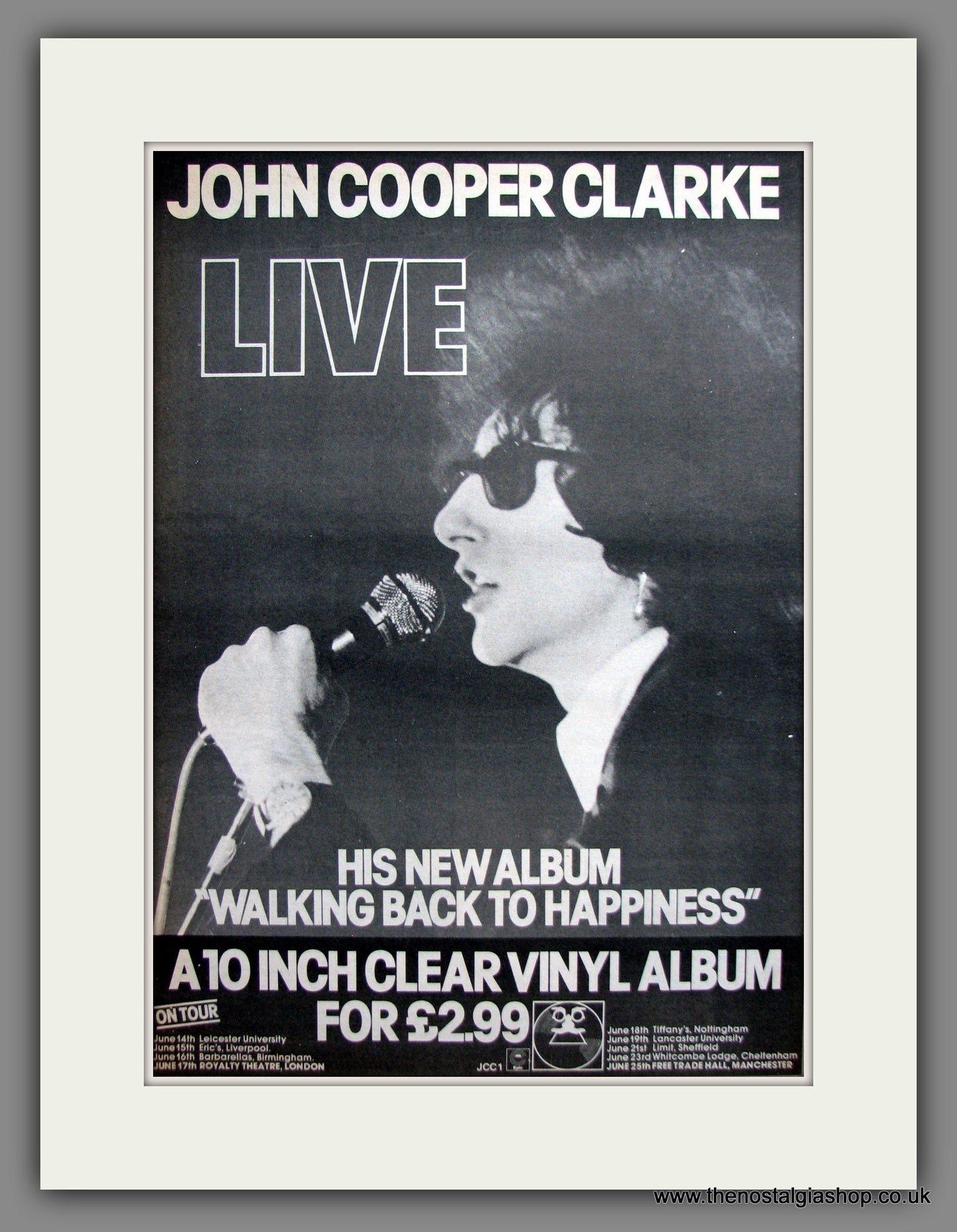 John Cooper Clarke. Live and On Tour. Original Advert 1979 (ref AD12287)