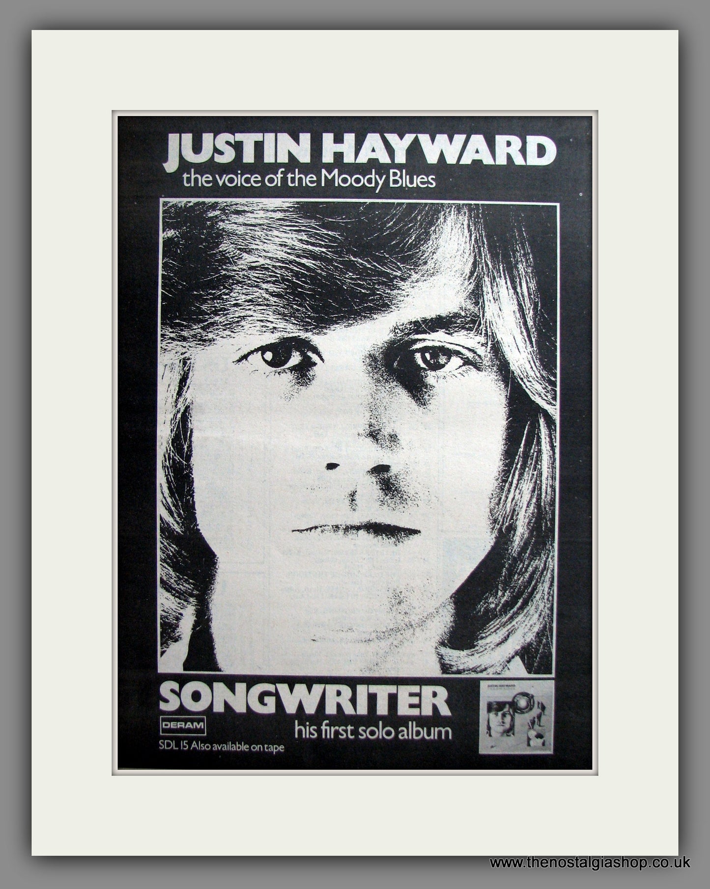 Justin Hayward. Songwriter. Debut Album. Original Advert 1977 (ref AD12303)