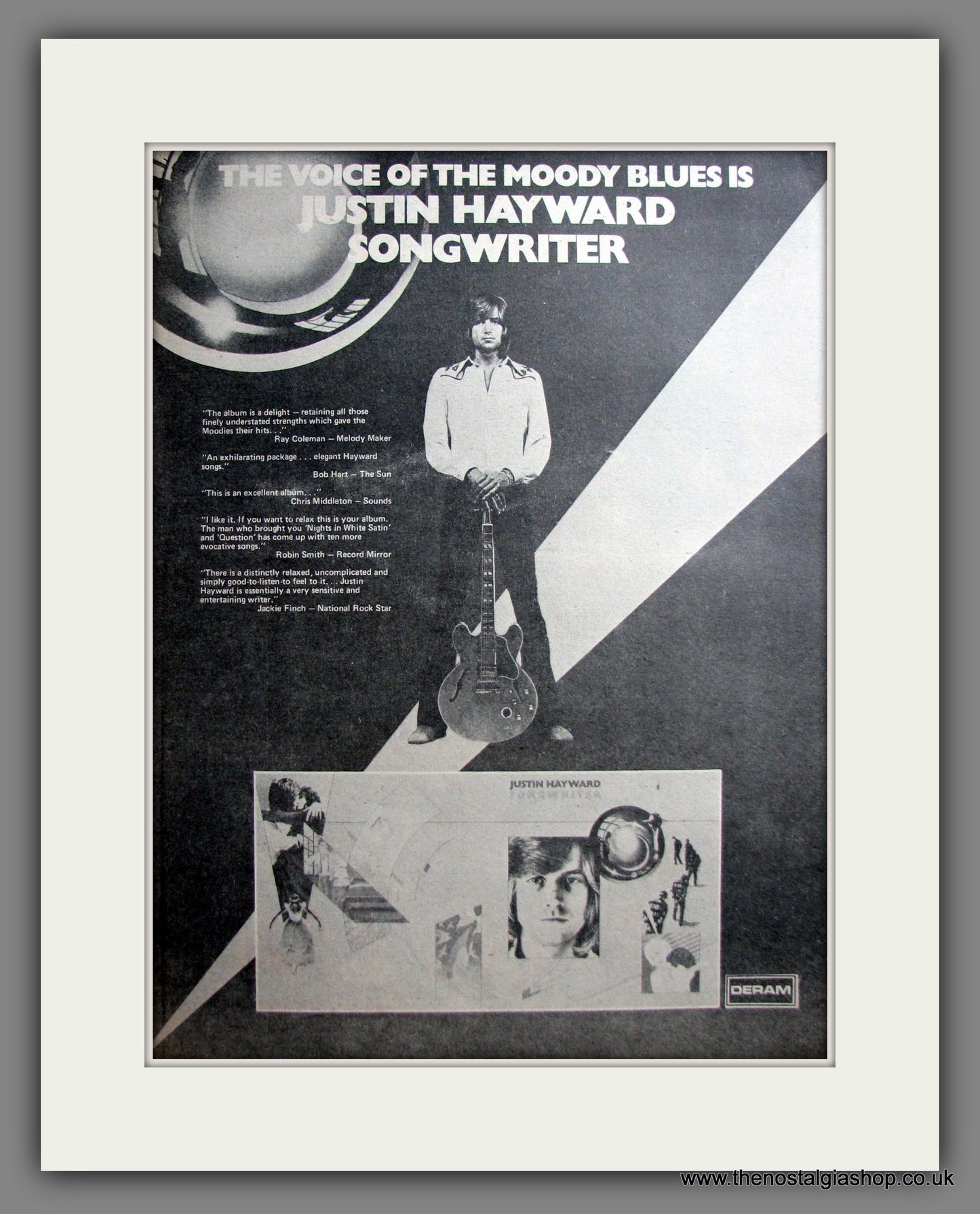 Justin Hayward. Songwriter. Original Advert 1977 (ref AD12304)