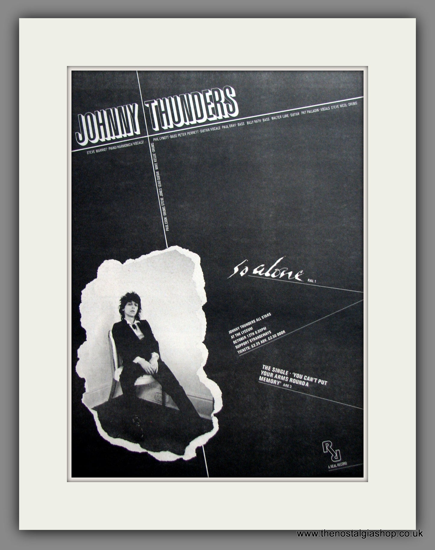 Johnny Thunders, So Alone. Original Advert 1978 (ref AD12406)