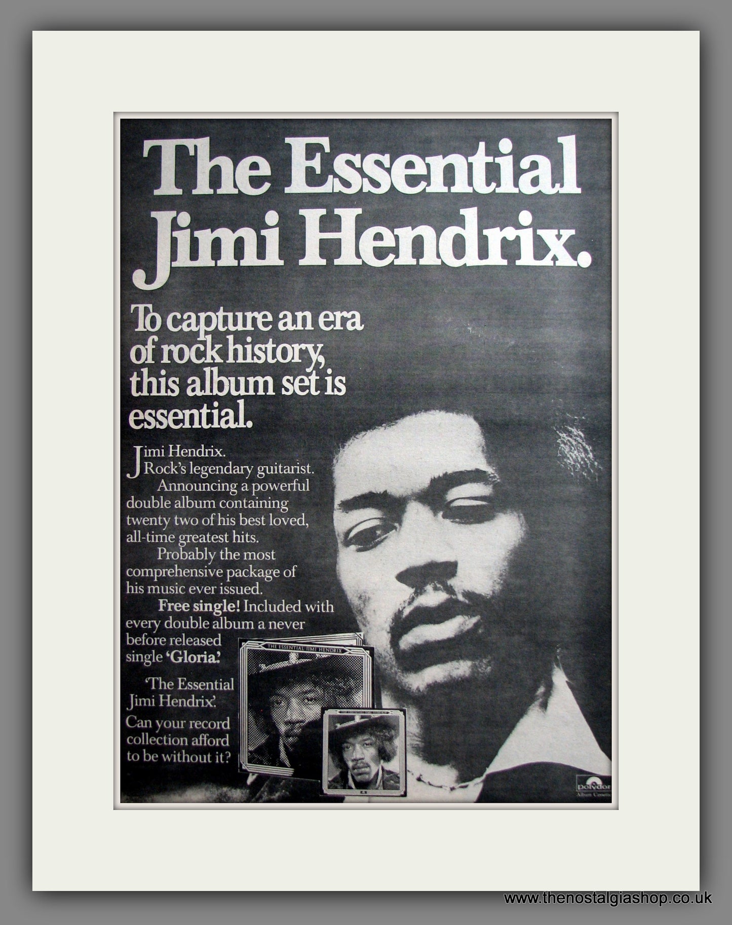 Jimi Hendrix Double Album The Essential. Original Advert 1978 (ref AD12454)