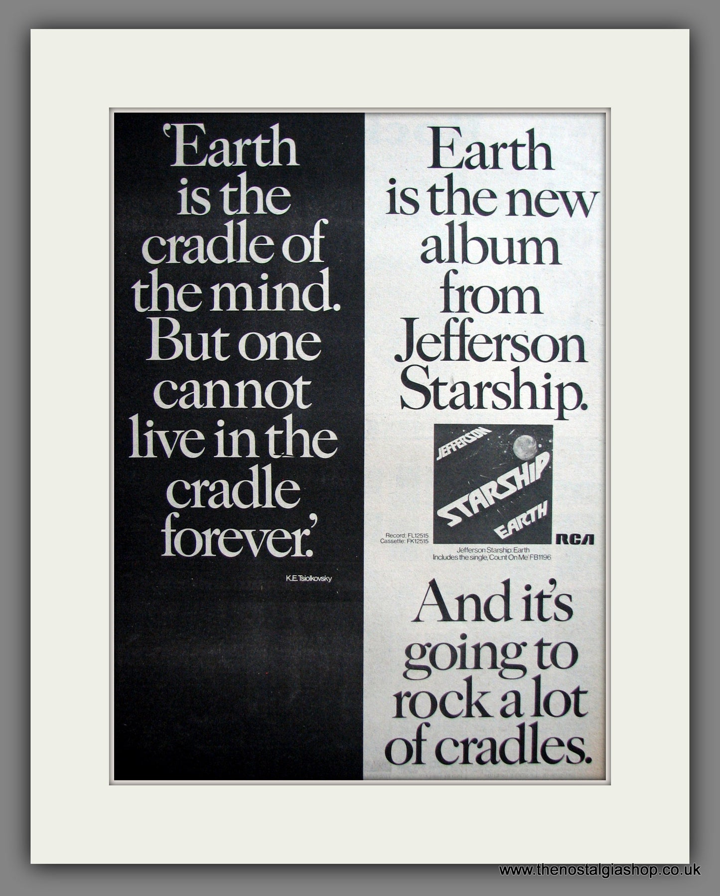 Jefferson Starship Earth. Original Advert 1978 (ref AD12491)