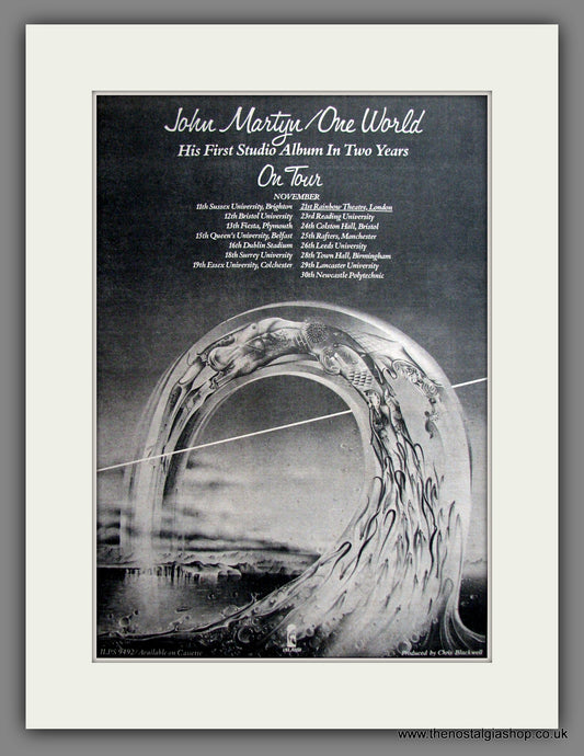 John Martyn One World On Tour. Original Advert 1977 (ref AD12507)
