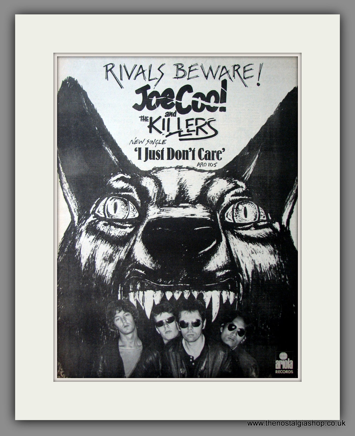 Joe Cool And The Killers, I Just Don't Care. Original Advert 1977 (ref AD12589)