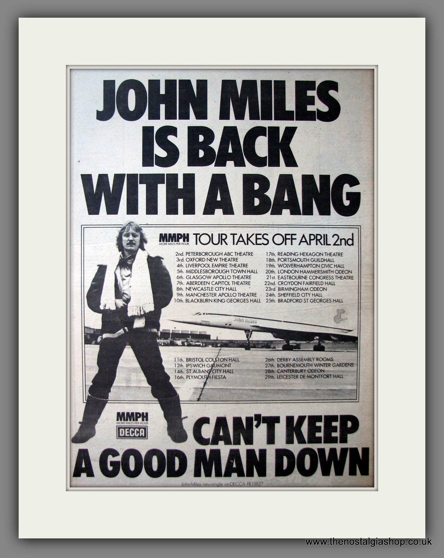John Miles Tour Dates. Original Advert 1979 (ref AD12594)