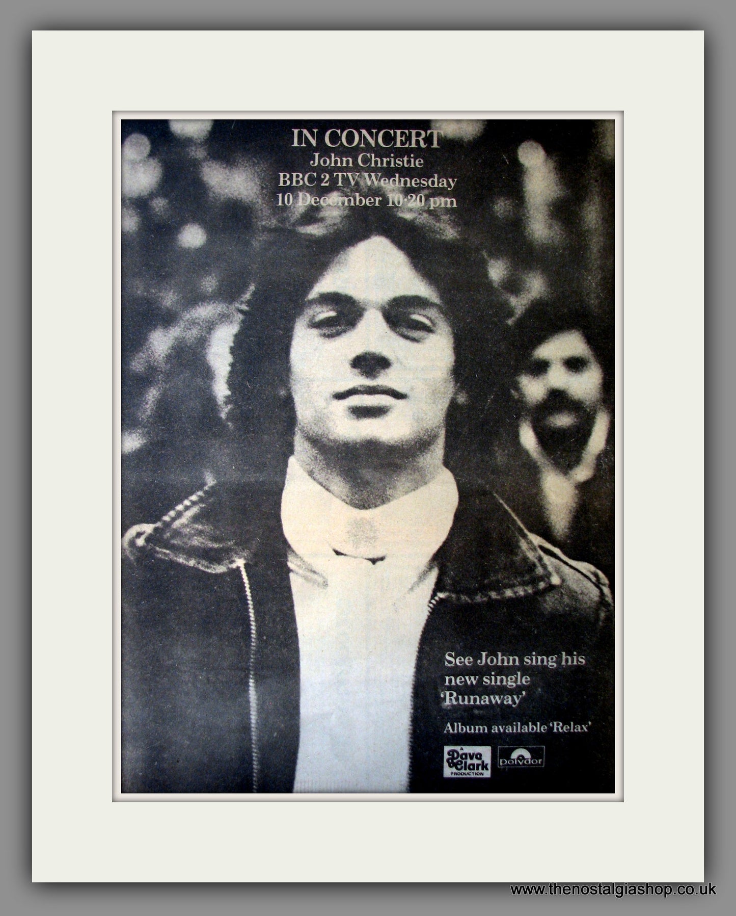 John Christie In Concert. Original Advert 1975 (ref AD12608)