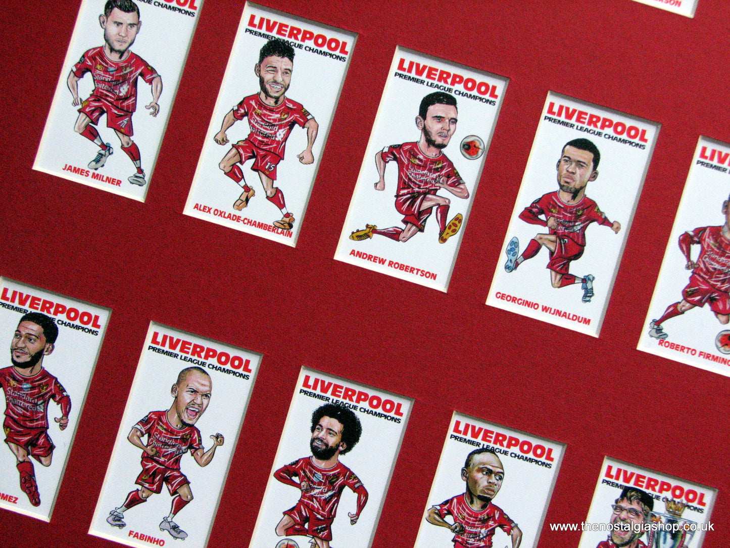 Liverpool Premier League Champions 2020. NEW !! Mounted Football Card Set.