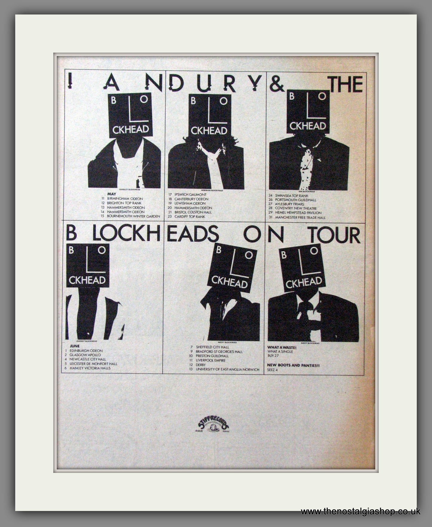Ian Dury. UK Tour. Original Advert 1978 (ref AD12116)