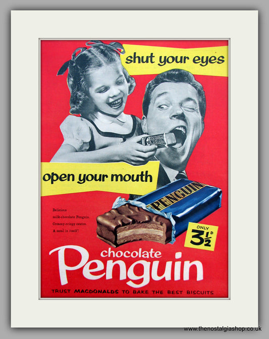 Penguin Chocolate Biscuit. Original Advert 1957 (ref AD9821)