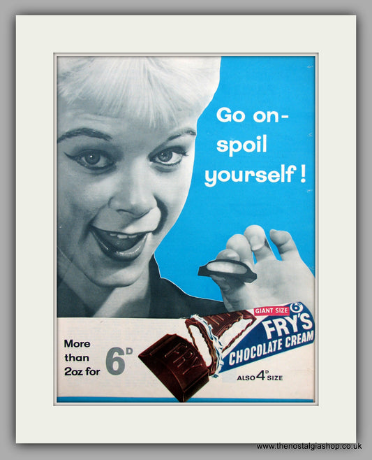 Fry's Chocolate Bar. Original Advert 1959 (ref AD9824)